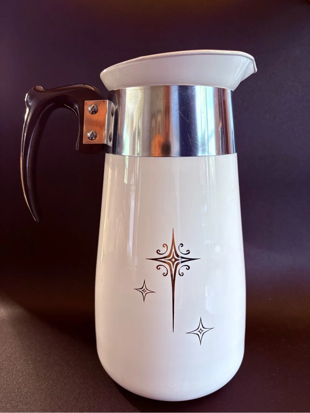 Vintage CorningWare 8-Cup Percolator - Atomic Starburst Pattern (1959-1963)